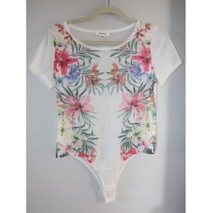 Mesh floral print bodysuit